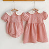 Body/Vestido Infantil Xadrez Coral