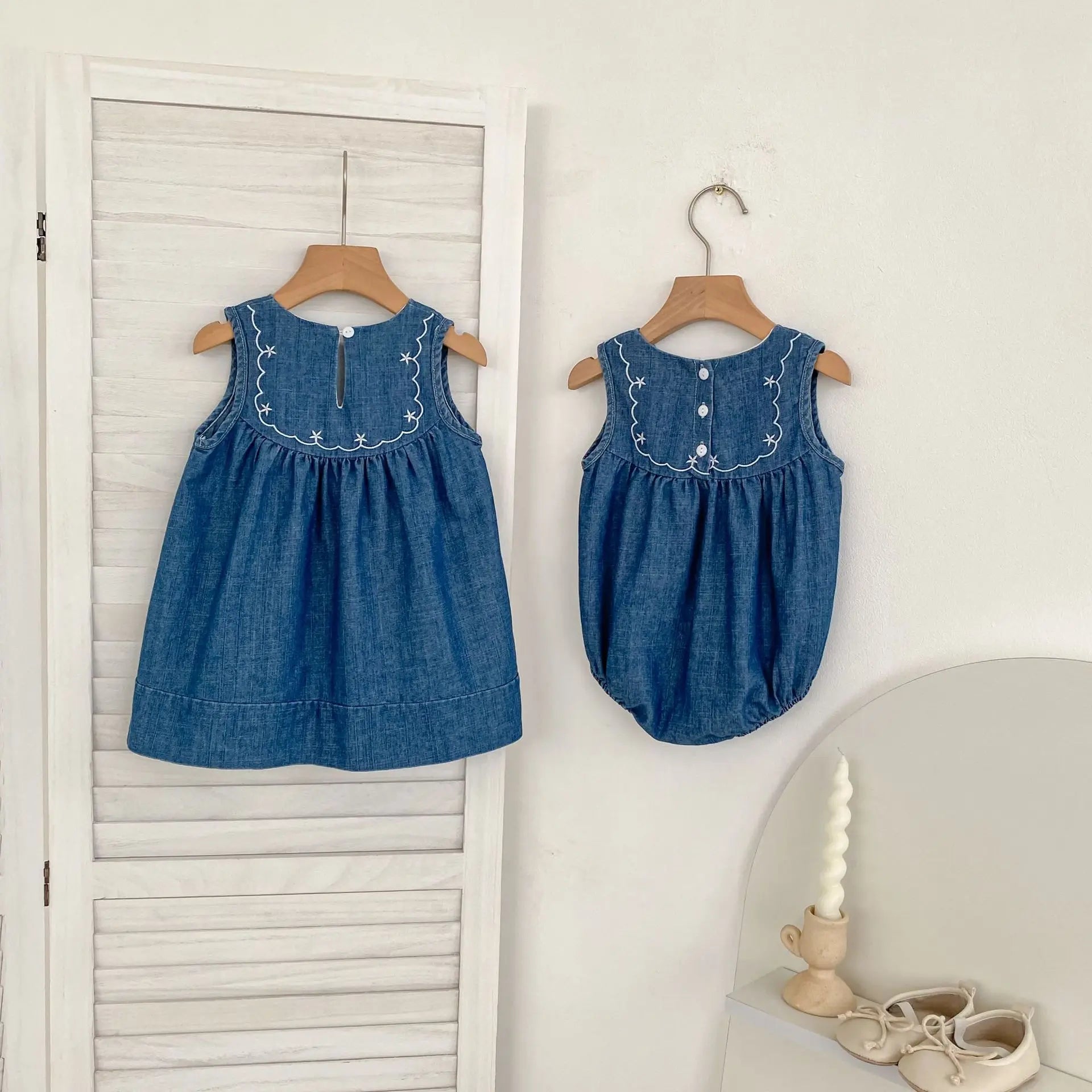 Body/Vestido Infantil Jeans Bordado