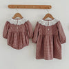Romper/Vestido Infantil Xadrez Canela