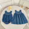 Body/Vestido Infantil Jeans Bordado